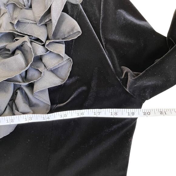 Xscape Sz 8 Vtg Elegant Dressy Ruffle Neck Fitted Velvet Blazer Jacket Luxorious - Picture 16 of 16